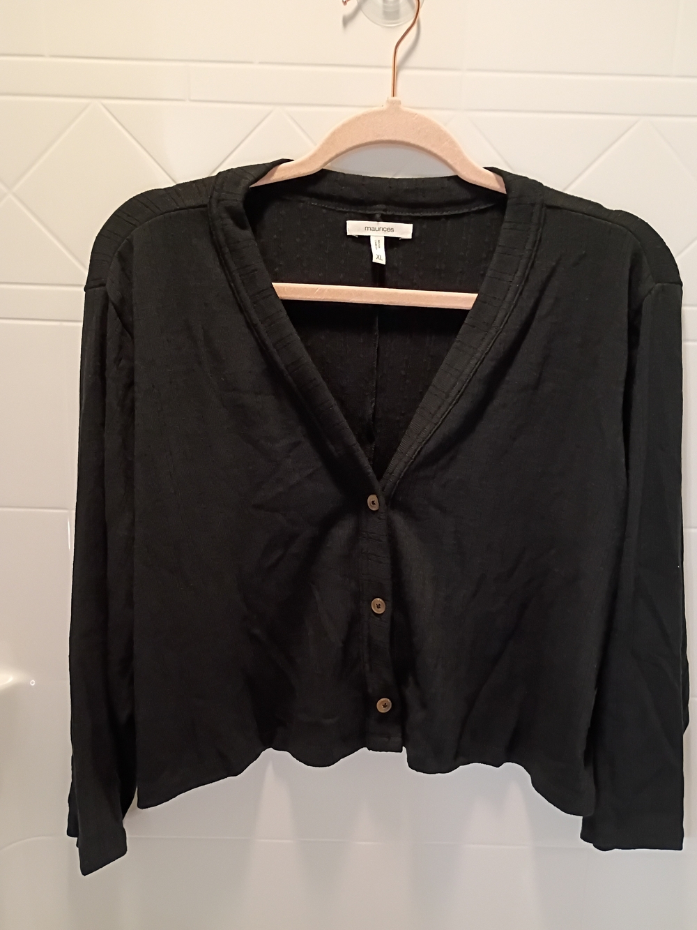Maurices Women's Lightweight Cropped Cardigan Black NWOT XL
